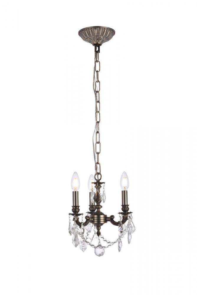 Lillie 3 light Pewter Pendant Clear Royal Cut Crystal