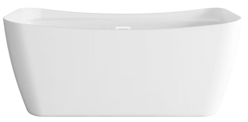 59 inch Soaking Bathtub in Glossy White with Polished White Trim