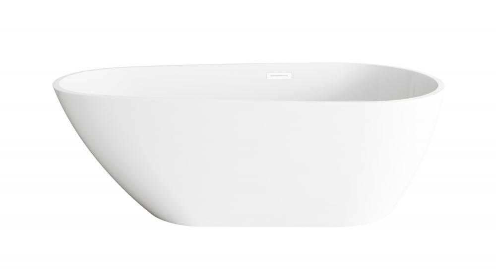 67 inch Bathtub in Glossy White with Polished White Trim