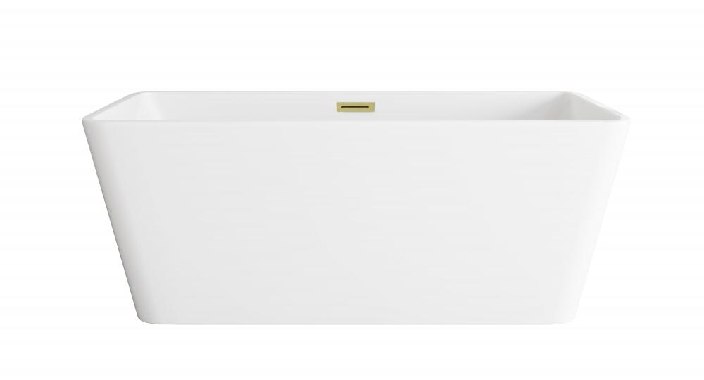 59 inch Bathtub in Glossy White with Brushed Gold Trim