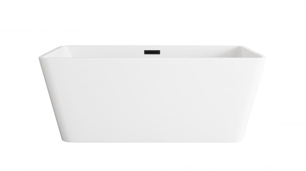 59 inch Bathtub in Glossy White with Matte Black Trim