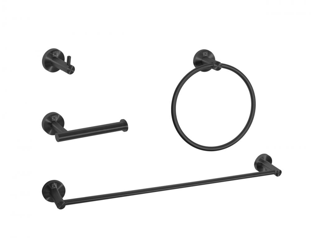 Bathroom hardware set 24"x2.8"+6.2"x3.5"+2.6"x1.6"+7" matte black