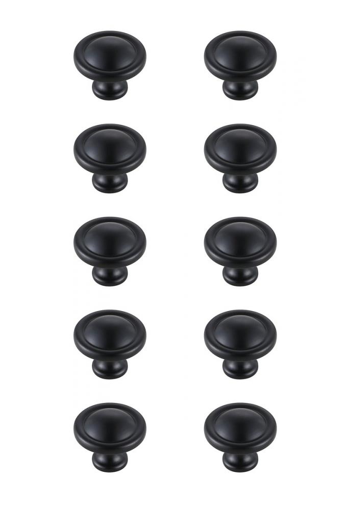 Garlande 1.2" Diameter Matte Black Mushroom Knob Multipack (Set of 10)