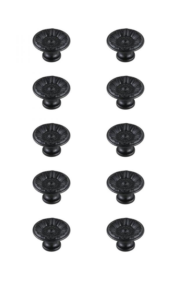 Corio 1.1" Diameter Matte Black Mushroom Knob Multipack (Set of 10)