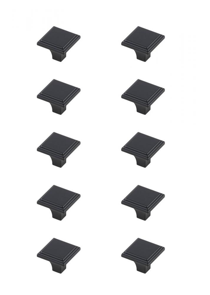 Wilow 1" Matte Black Square Knob Multipack (Set of 10)