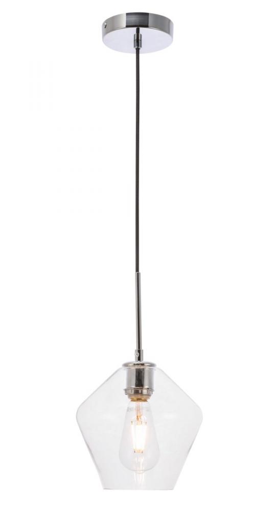 Gene 1 light Chrome and Clear glass pendant