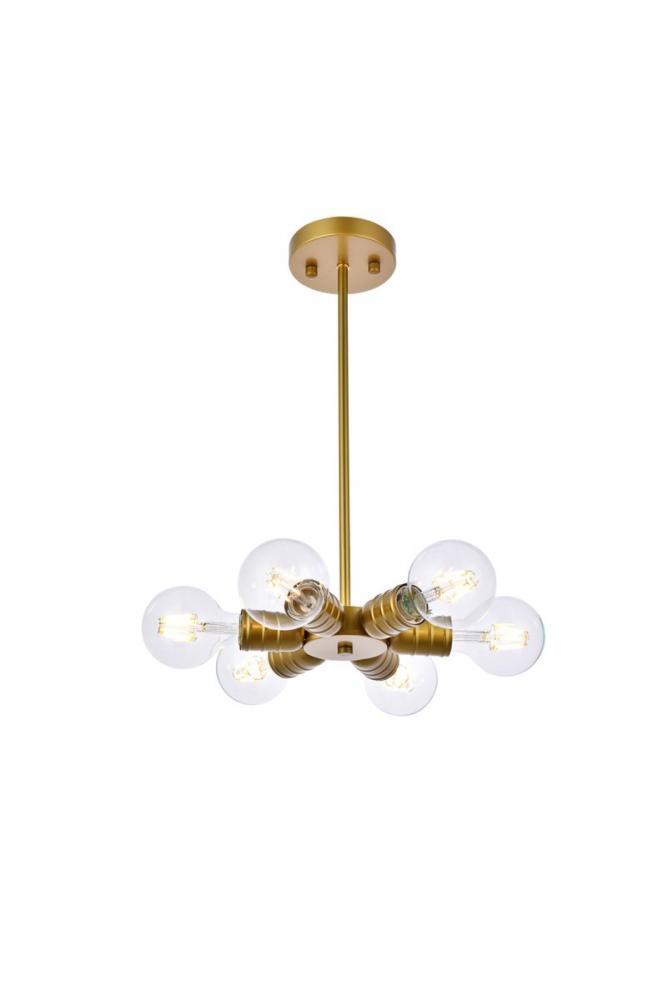 Reyes 6 lights brass pendant