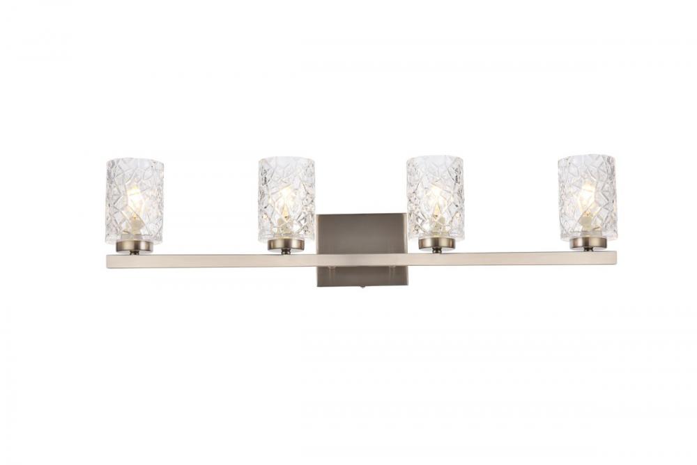 Cassie 4 lights bath sconce in satin nickel with clear shade