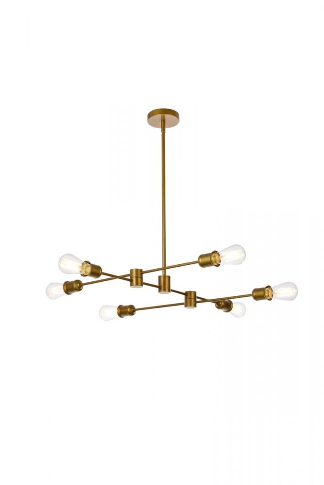 Xavier 6 lights pendant in brass