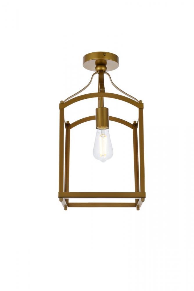 Janet 1 light flush mount in brass