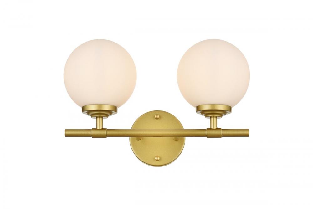 Ansley 2 light Brass and frosted white Bath Sconce