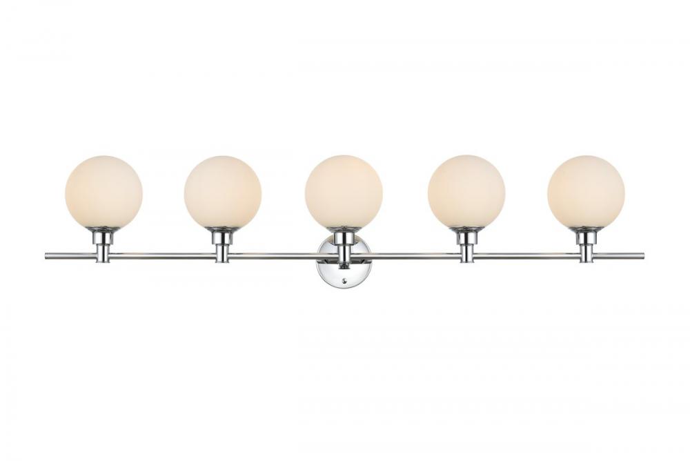 Cordelia 5 light Chrome and frosted white Bath Sconce