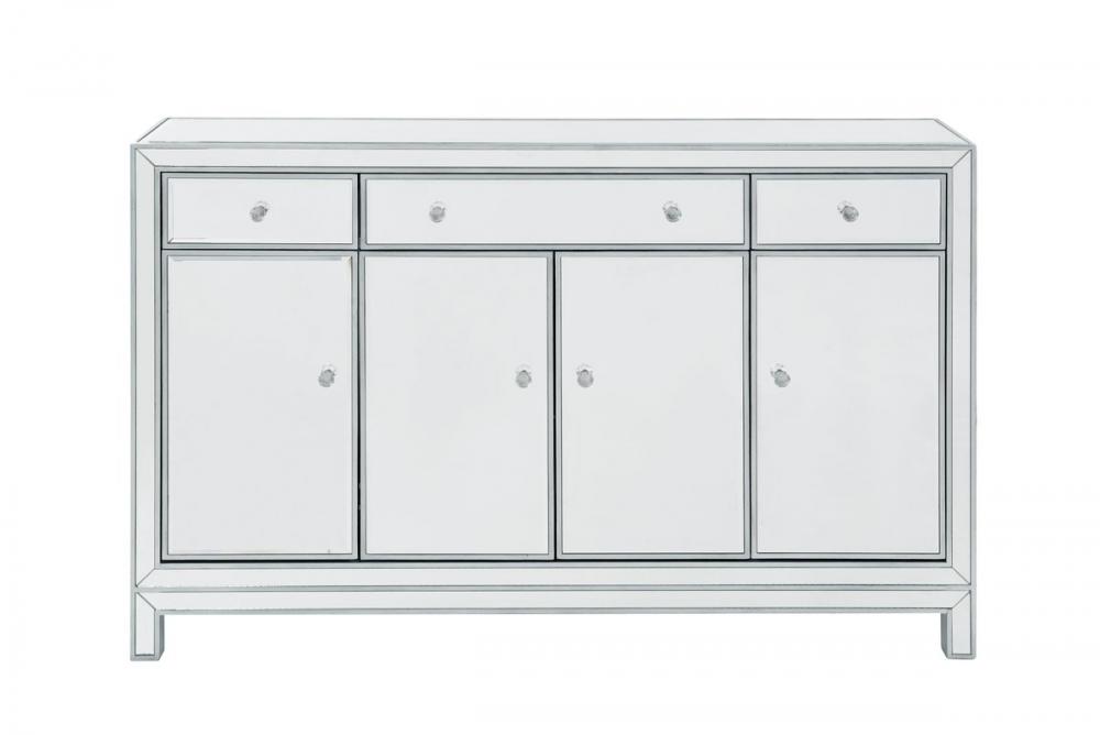 Buffet Cabinet 3 drawers 4 doors 56in. W x 13in. D x 36in. H in antique silver paint