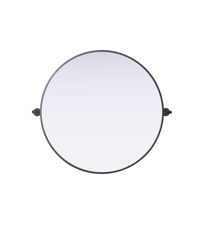 Metal Frame Round Mirror D30" Black