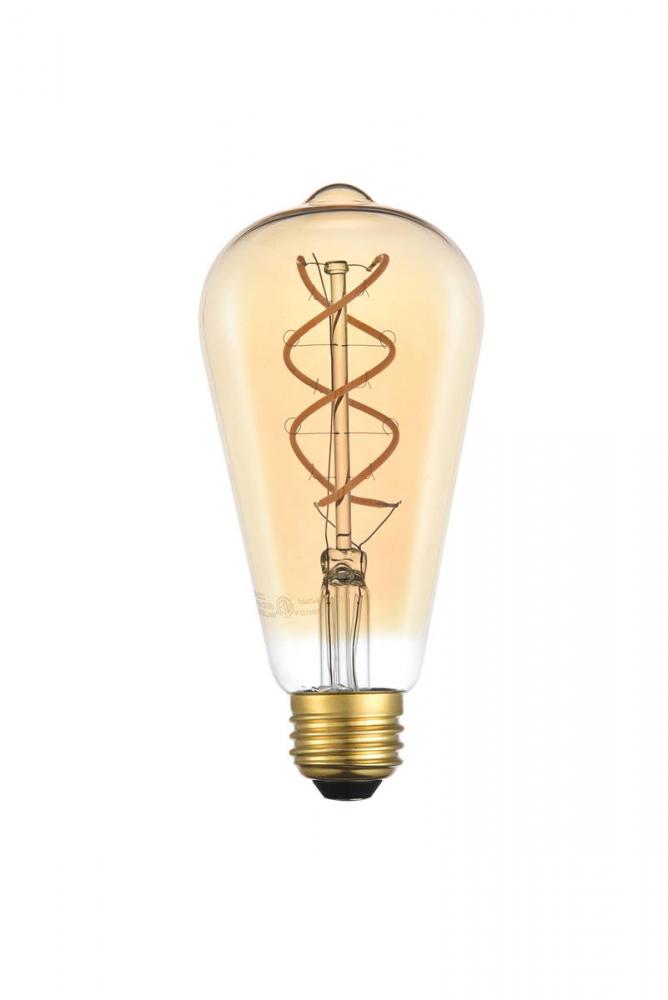 LED Decorative helix vertical 2000K nostalgic filament 6 watts 300 lumens amber tint ST18 light bulb