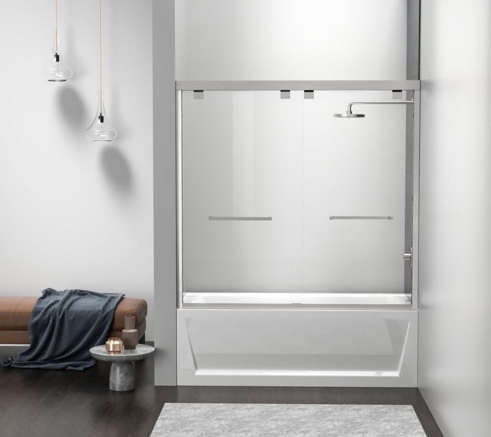 Semi-frameless tub door 60 x 60 Brushed Nickel