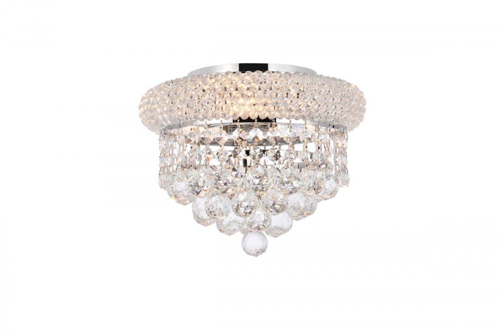 Primo 3 light Chrome Flush Mount Clear Royal Cut Crystal