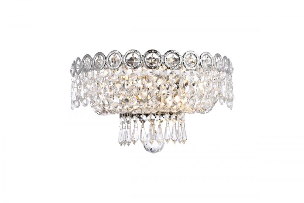 Century 2 Light Chrome Wall Sconce Clear Royal Cut Crystal