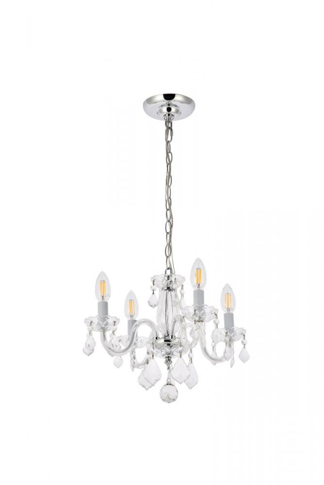 Rococo 4 light Chrome Pendant Clear Royal Cut Crystal