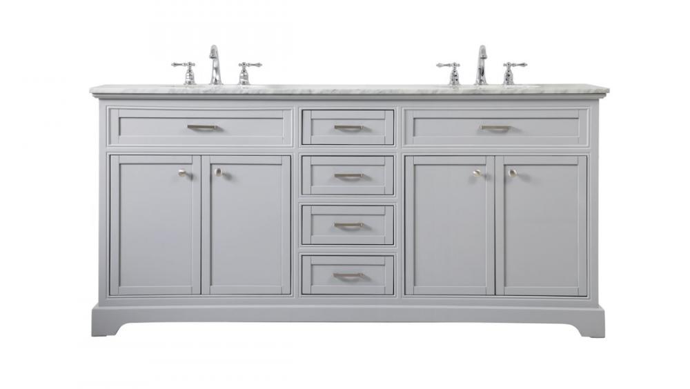 72 Inch Double Bathroom Vanity in Grey