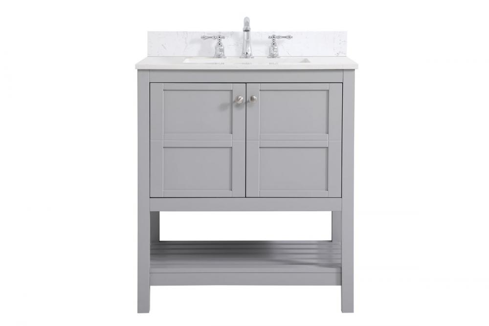 30 Inch Single Bathroom Vanity in Gray with Backsplash