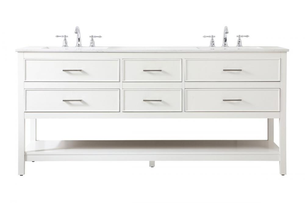 72 Inch Double Bathroom Vanity in White