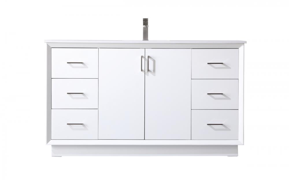 60 Inch Single Bathroom Vanity in White