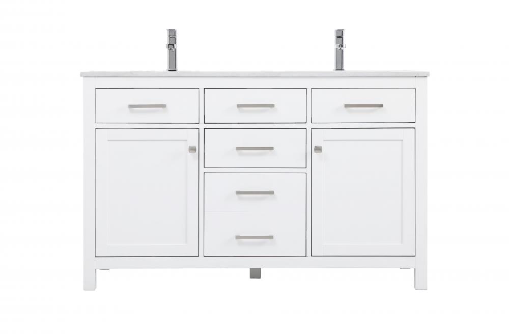 54 Inch Double Bathroom Vanity In White