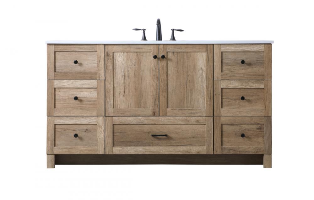 Vanity Cabinet 7Dw 2Dr 60"x19"x34" Natural Oak