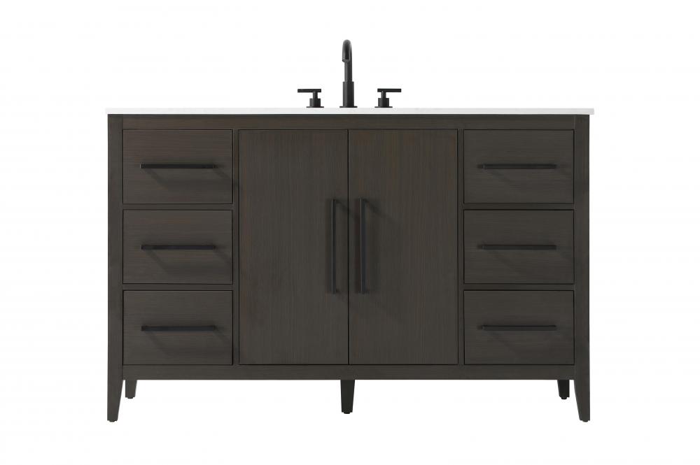 54 inch Single Bathroom Vanity in Mocha Brown