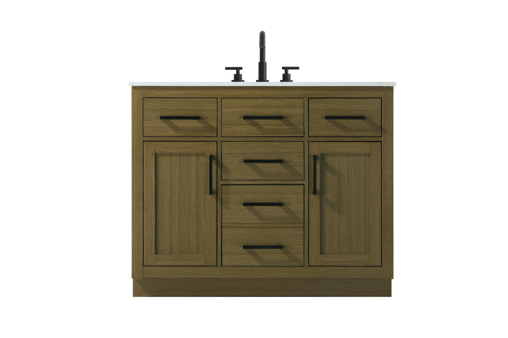Vanity Cabinet 2Dr5Dw 42"W x 22"D x 35''H Chestnut Brown