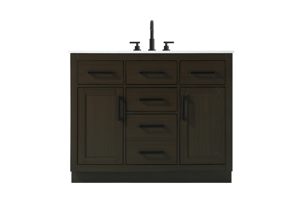 Vanity Cabinet 2Dr5Dw 42"W x 22"D x 35''H Mocha Brown