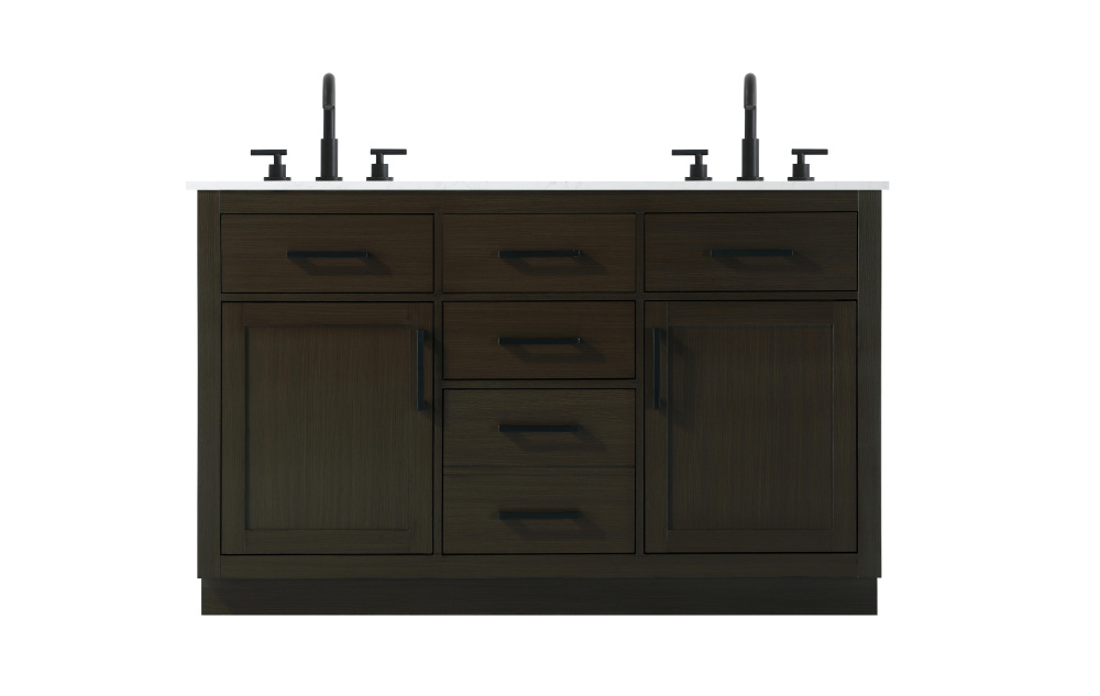 Vanity Cabinet 2Dr5Dw 54"W x 22"D x 35''H Mocha Brown