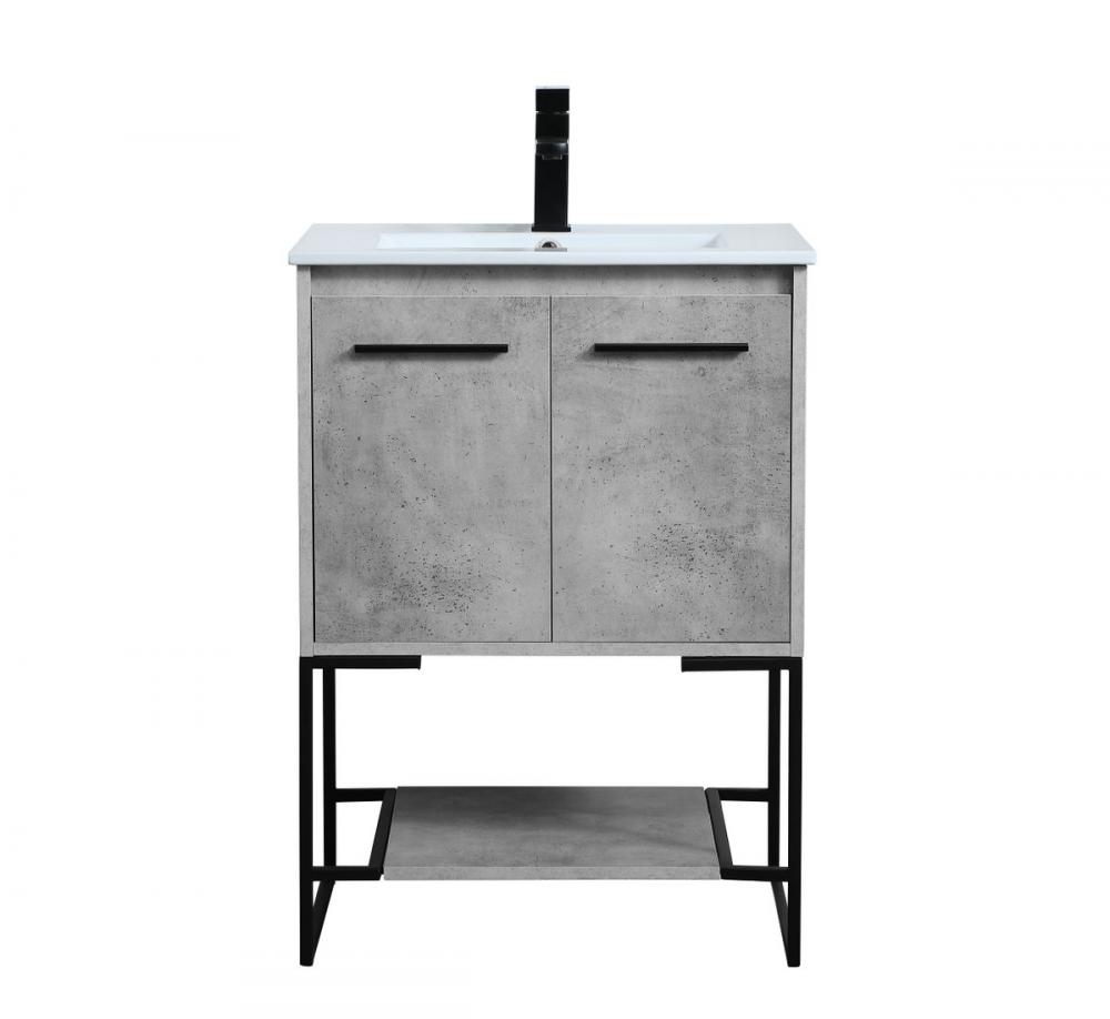 24 Inch Single Bathroom Vanity in Concrete Grey