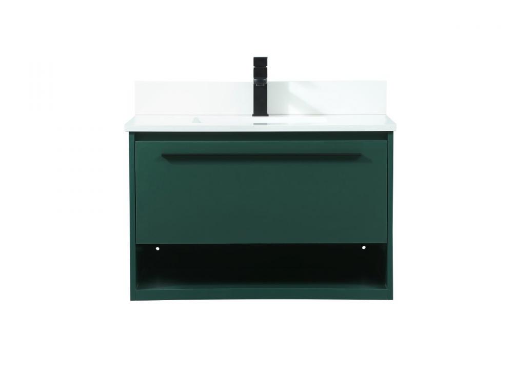 30 inch Single bathroom vanity in green with backsplash