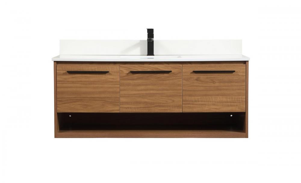 48 inch Single bathroom vanity in walnut brown with backsplash