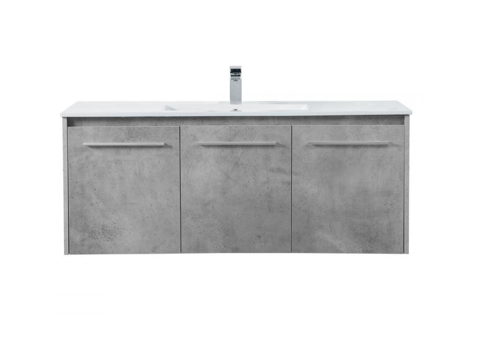 48 Inch Single Bathroom Floating Vanity in Concrete Grey