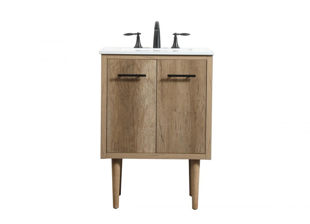 24 inch Single bathroom vanity in natural oak