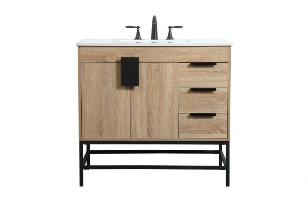 36 inch Single bathroom vanity in mango wood