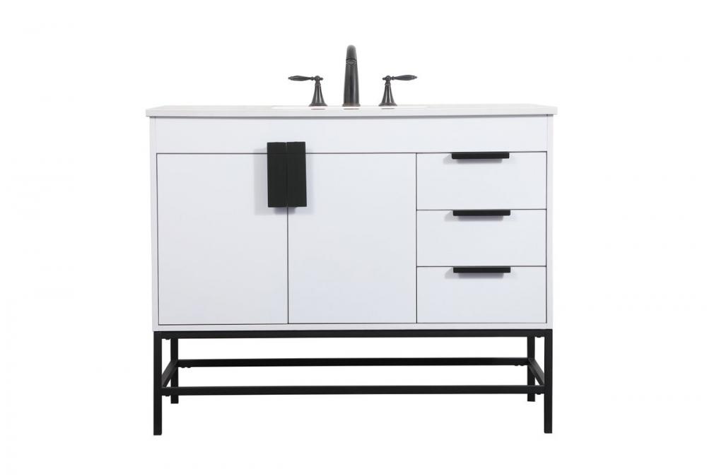 42 inch Single bathroom vanity in white