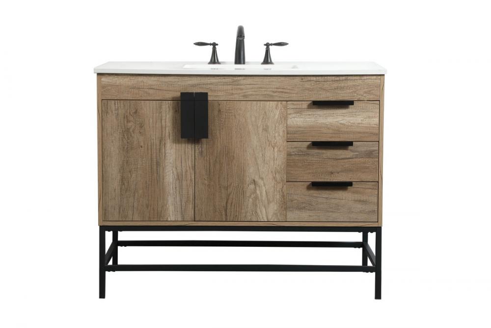 42 inch Single bathroom vanity in natural oak