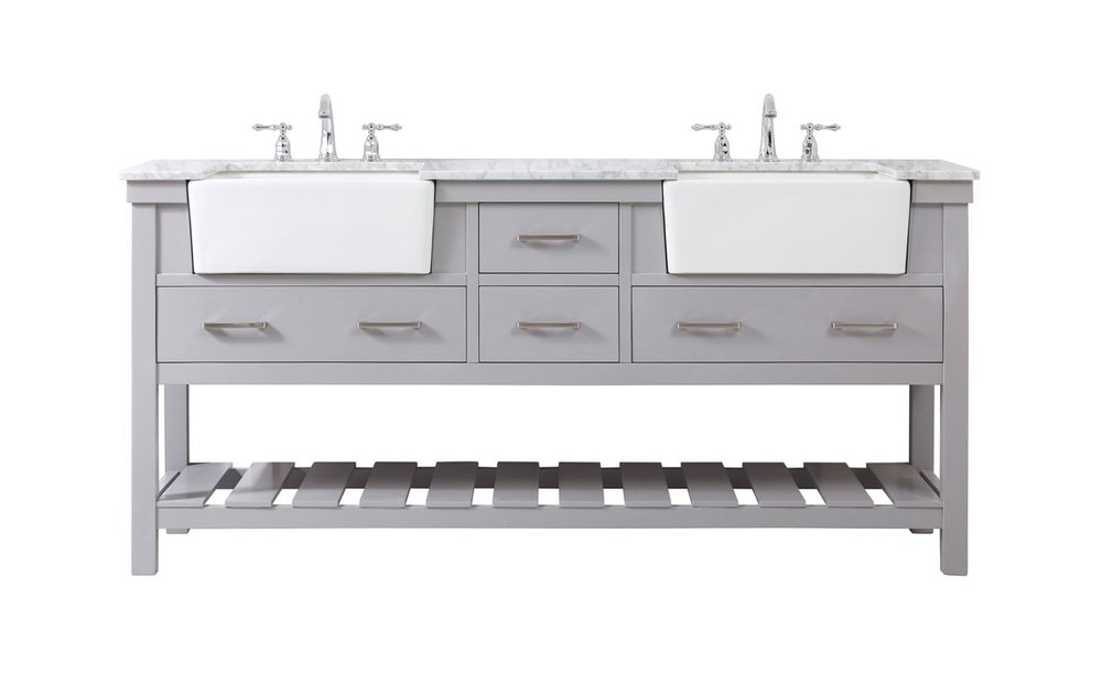 72 Inch Double Bathroom Vanity in Grey