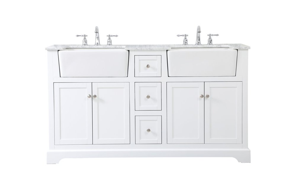 60 inch double bathroom vanity in white