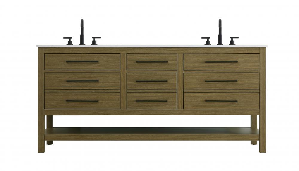 72 inch Double Bathroom Vanity in Chestnut Brown