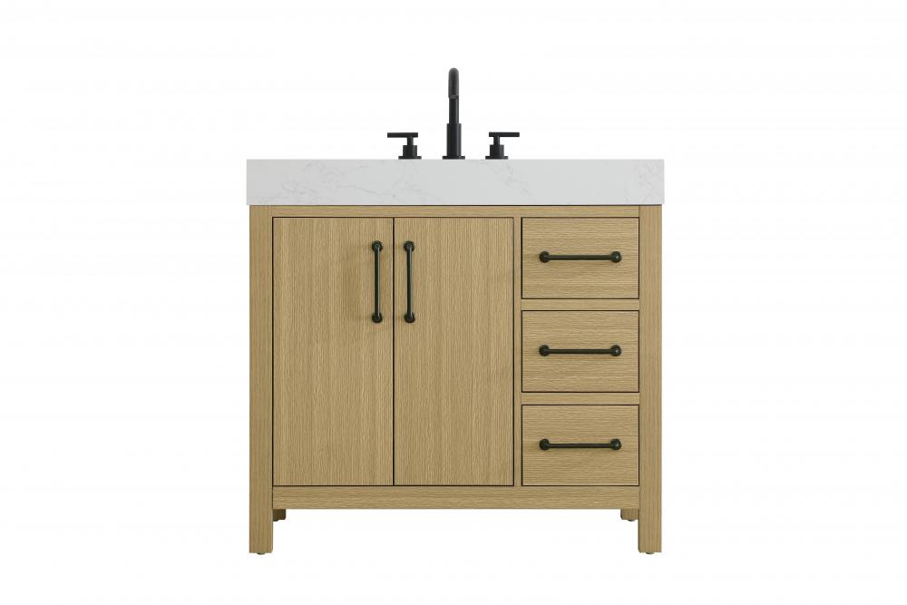 36 inch Single Bathroom Vanity In Honey Brown