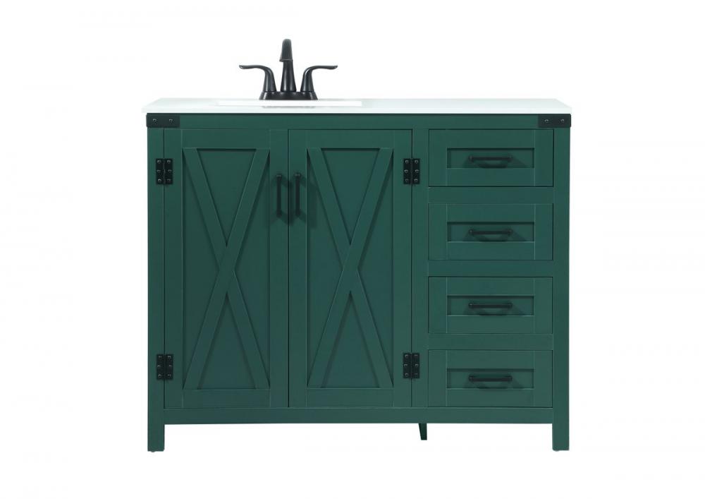 42 Inch Single Bathroom Vanity in Green