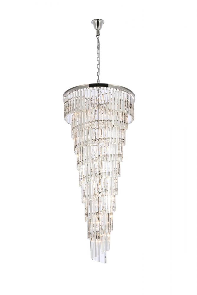 Sydney 30 inch spiral crystal chandelier in polished nickel