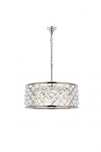 Elegant 1213D25PN/RC - Madison 6 Light Polished Nickel Chandelier Clear Royal Cut Crystal