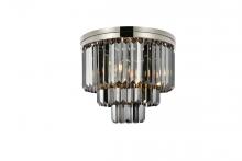 Elegant 1231F20PN-SS/RC - Sydney 9 light polished nickel Flush Mount Silver Shade (Grey) Royal Cut Crystal