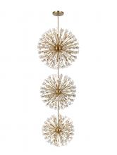 Elegant 2550G44L3SG - Vera 44 inch three tiers crystal starburst chandelier in satin gold